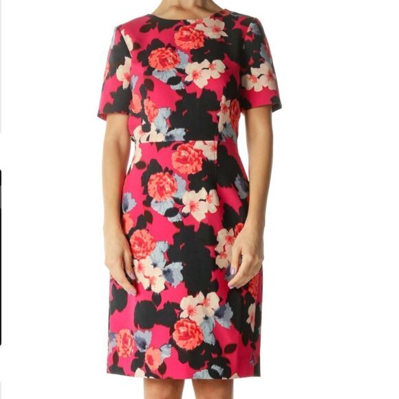 J. Crew Pink Multicolor Floral Print Sheath Dress Sz 8 - Picture 1 of 10